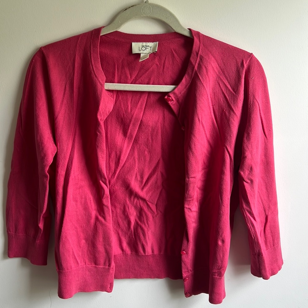Anne Taylor LOFT loft pink cardigan size small